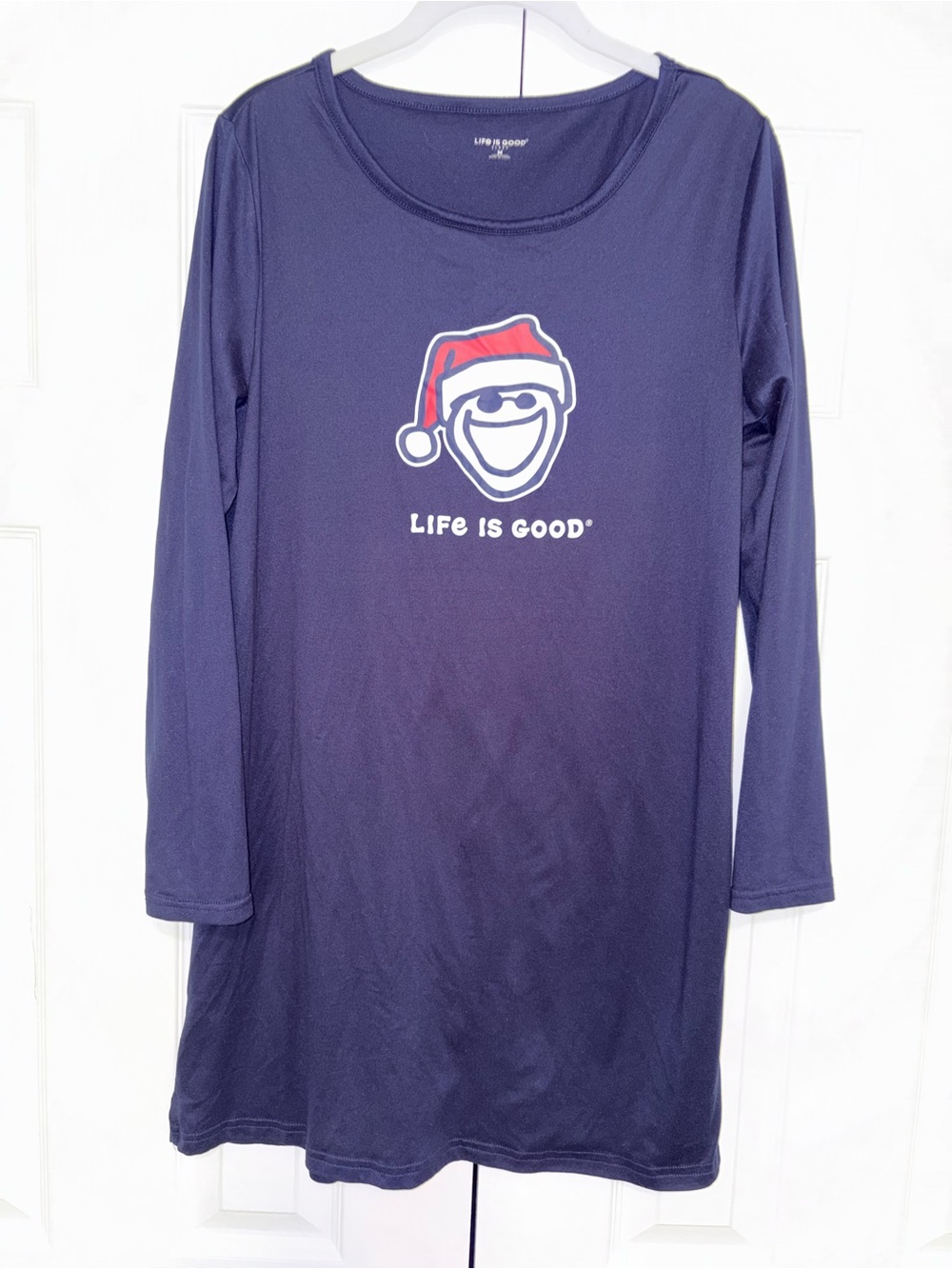 Life is Good Navy Long-Sleeve nightgown w Holiday Graphic medium
